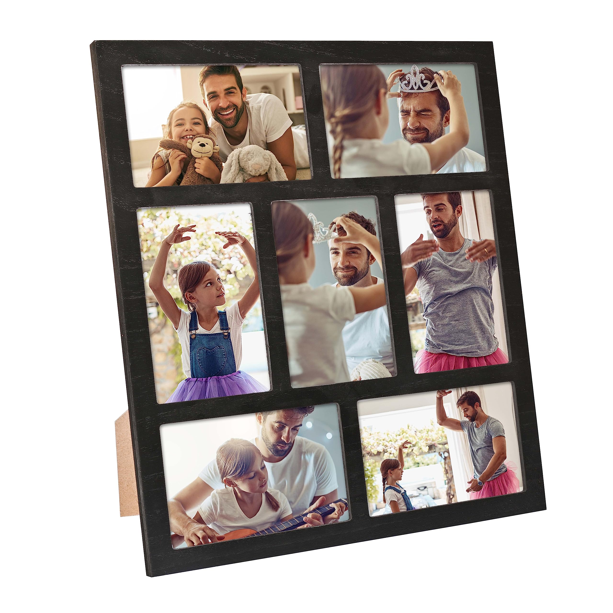 MONT PLEASANT front view of black 7-opening collage frame showing clean display benefit