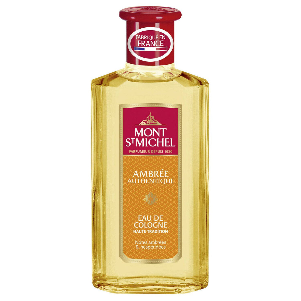 MONT ST MICHEL bottle front view showing elegant amber perfume and refined design for everyday warmth
