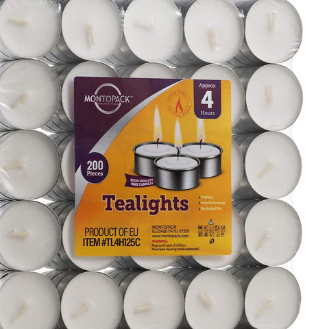 MontoPack tealight burning in dim room creating warm atmosphere