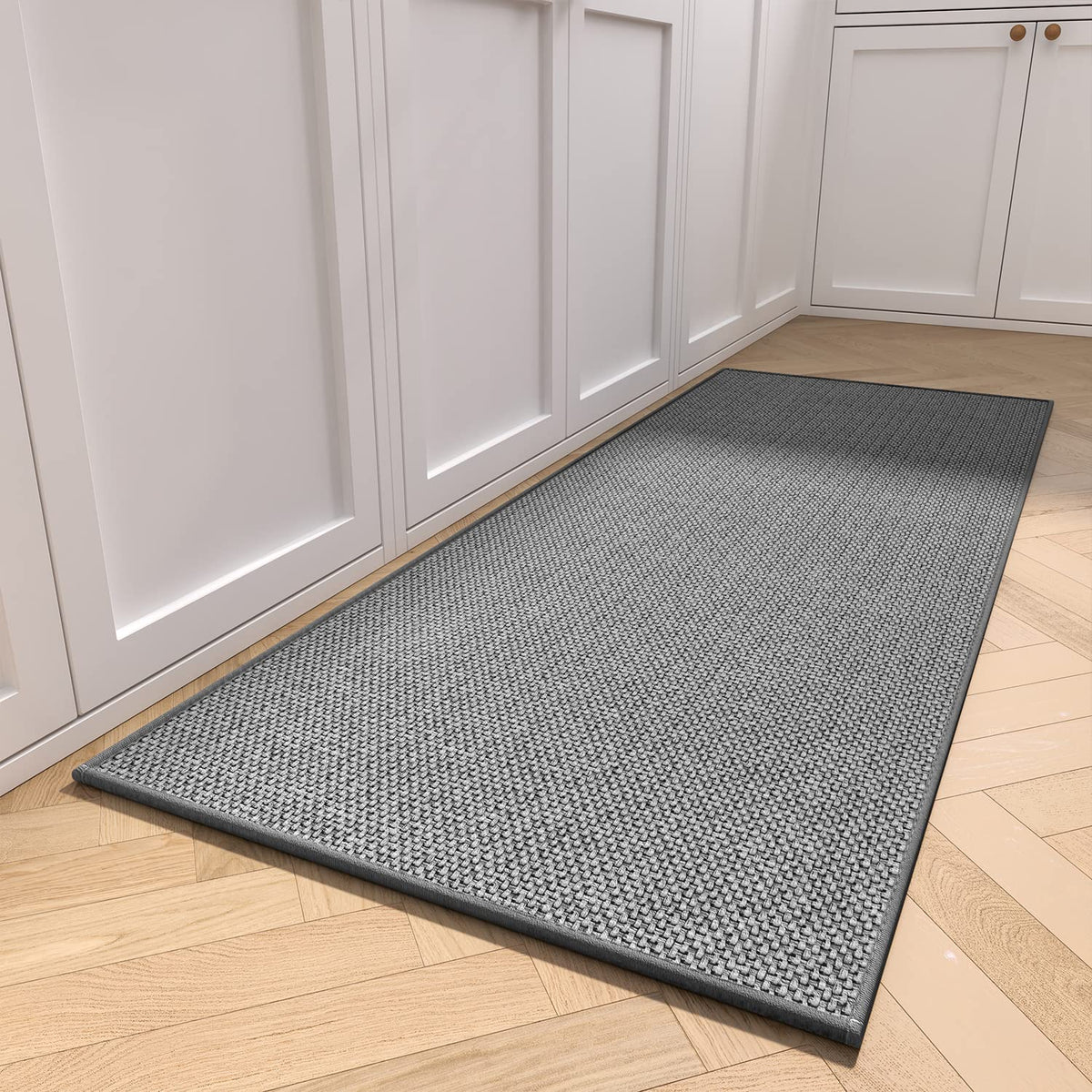 MontVoo front view dark grey runner protecting kitchen floor