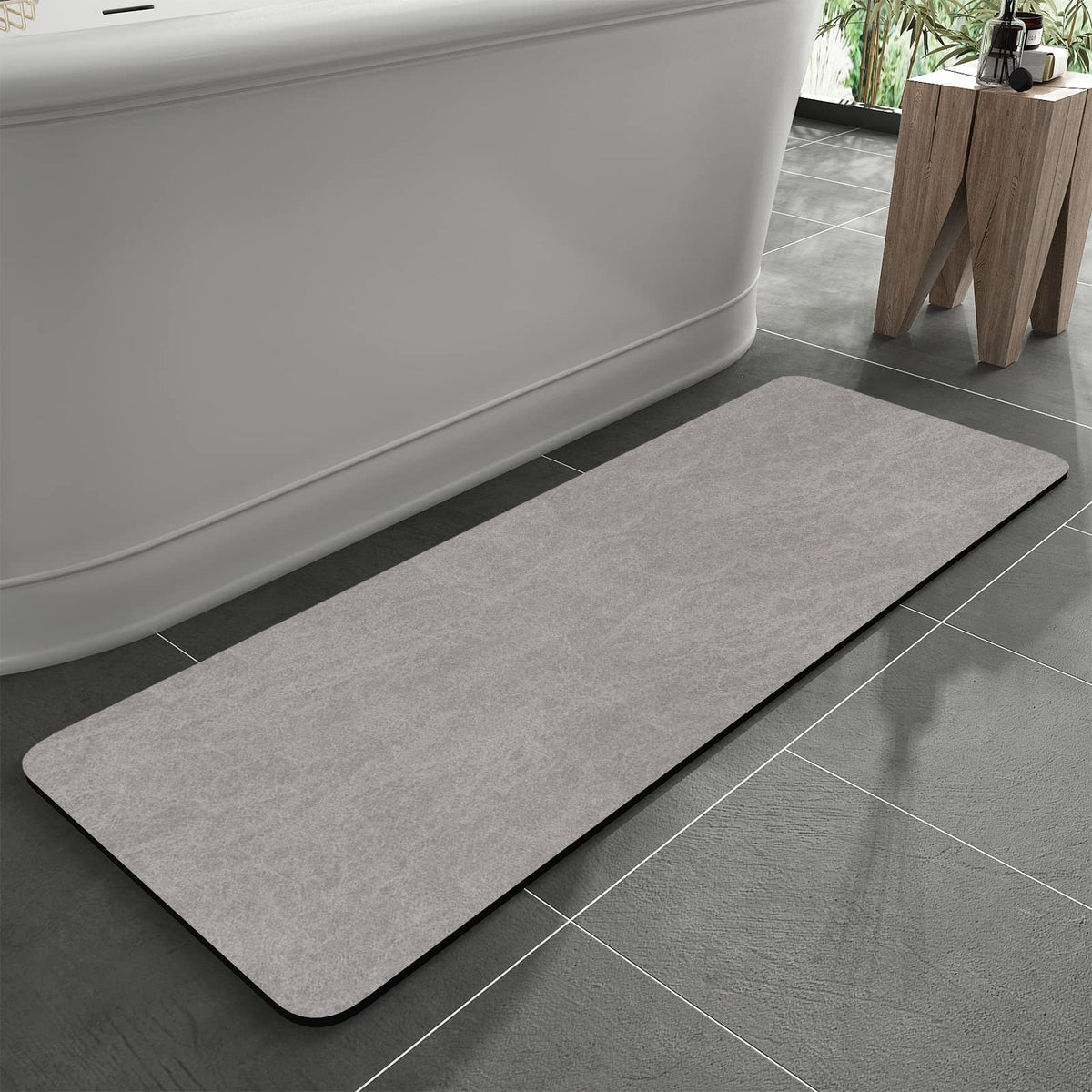 MontVoo front view full size mat protecting bathroom floor and absorbing water