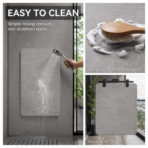 MontVoo mat in use at shower exit offering quick moisture absorption
