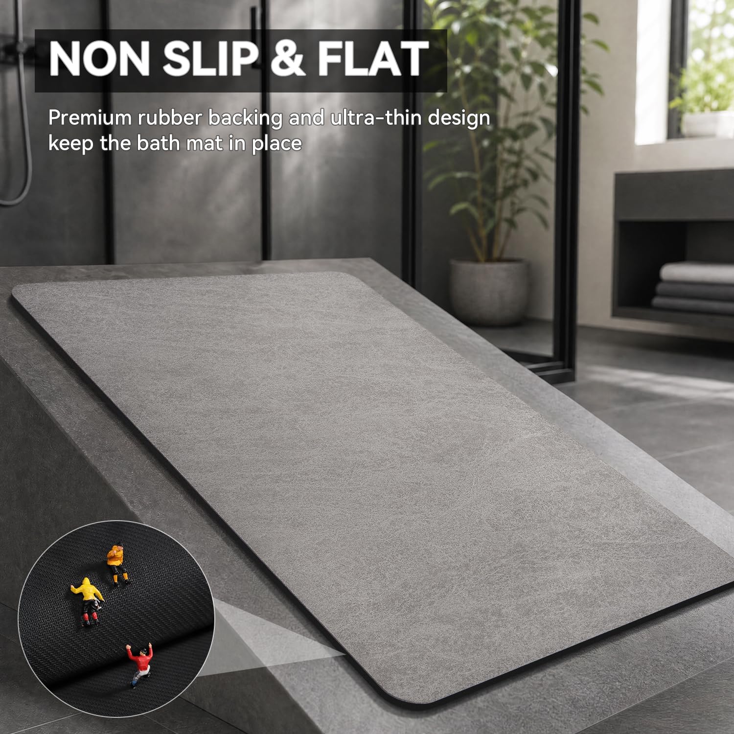 MontVoo thin mat sliding under door demonstrating low profile fit