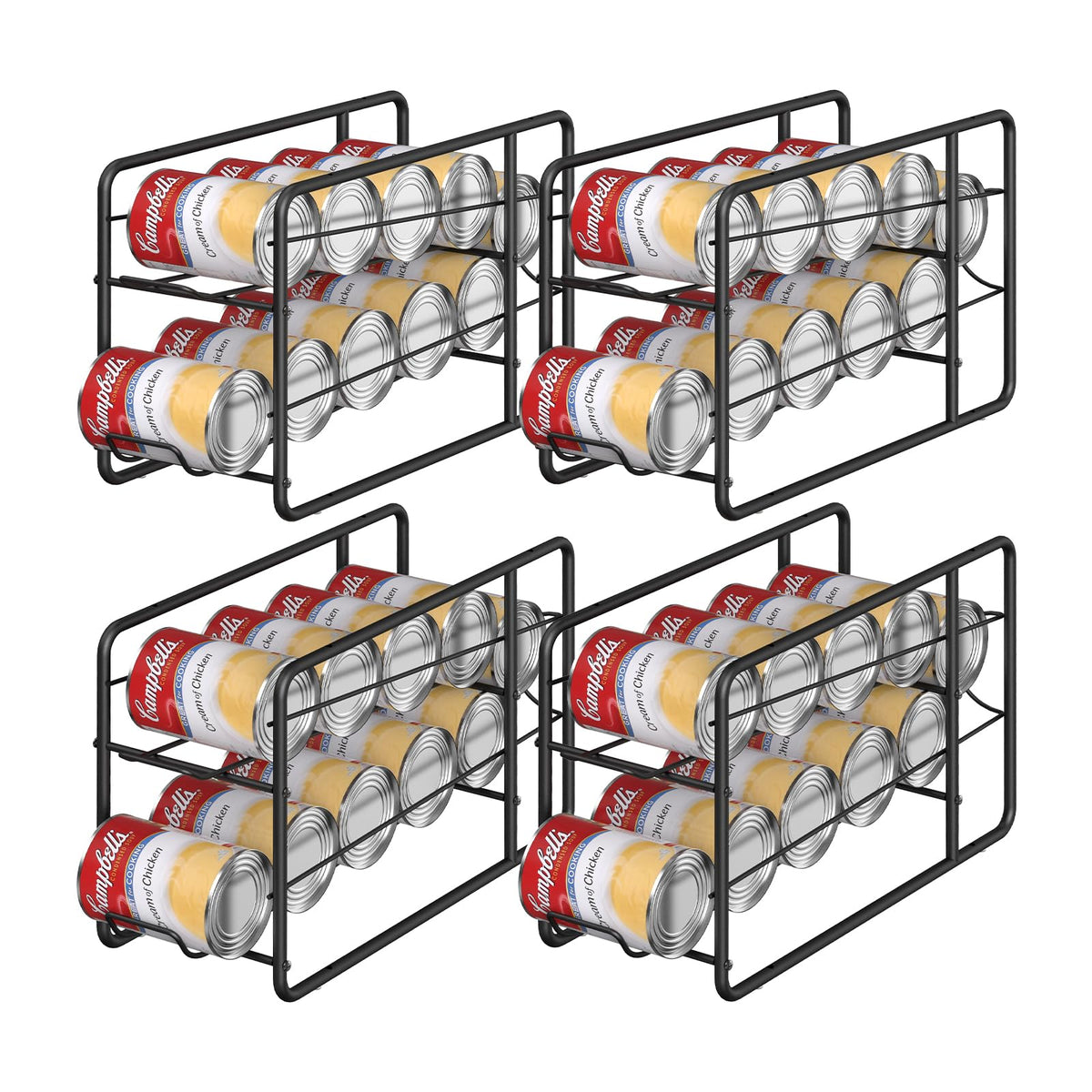 MOOACE front view of four-pack can organizers showing compact storage benefit