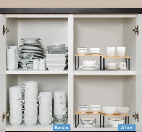 MOOACE side profile of stacked shelves demonstrates stable vertical storage