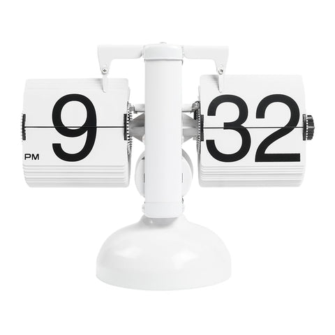 mooas front view white flip clock shows clean display and easy readability