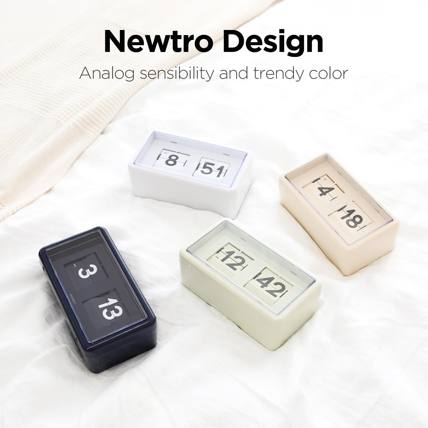 mooas flip clock side profile highlighting slim design and modern-retro appeal