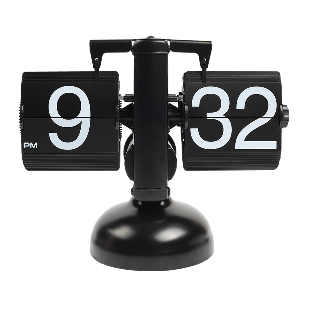 mooas flip desk clock front view showing clear digits and retro look for easy reading