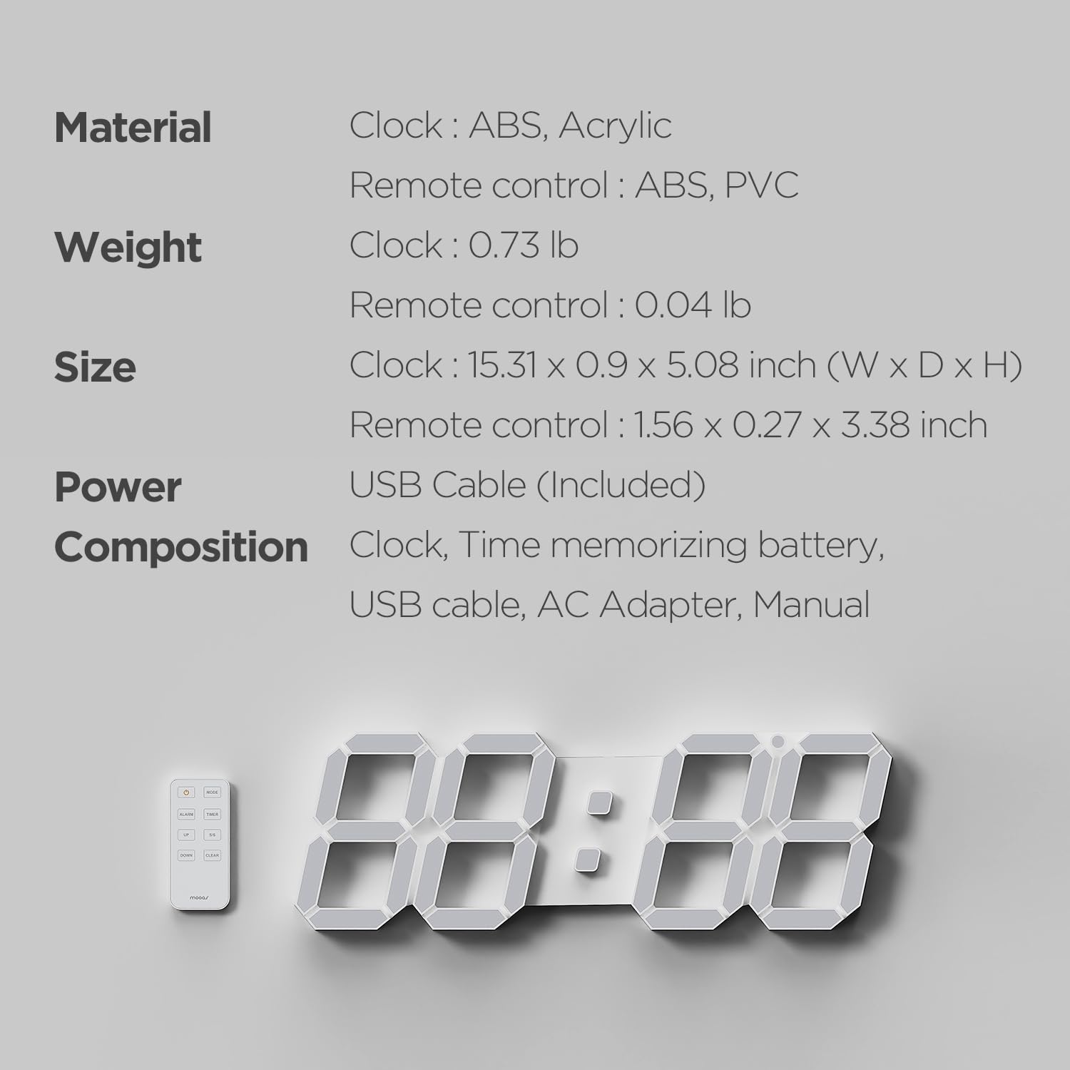 mooas power adapter and US plug adapter included for easy installation