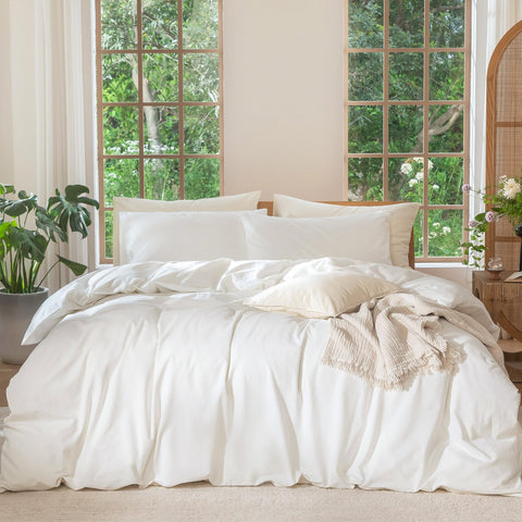 MooMee duvet cover front view showing clean lines and relaxed look