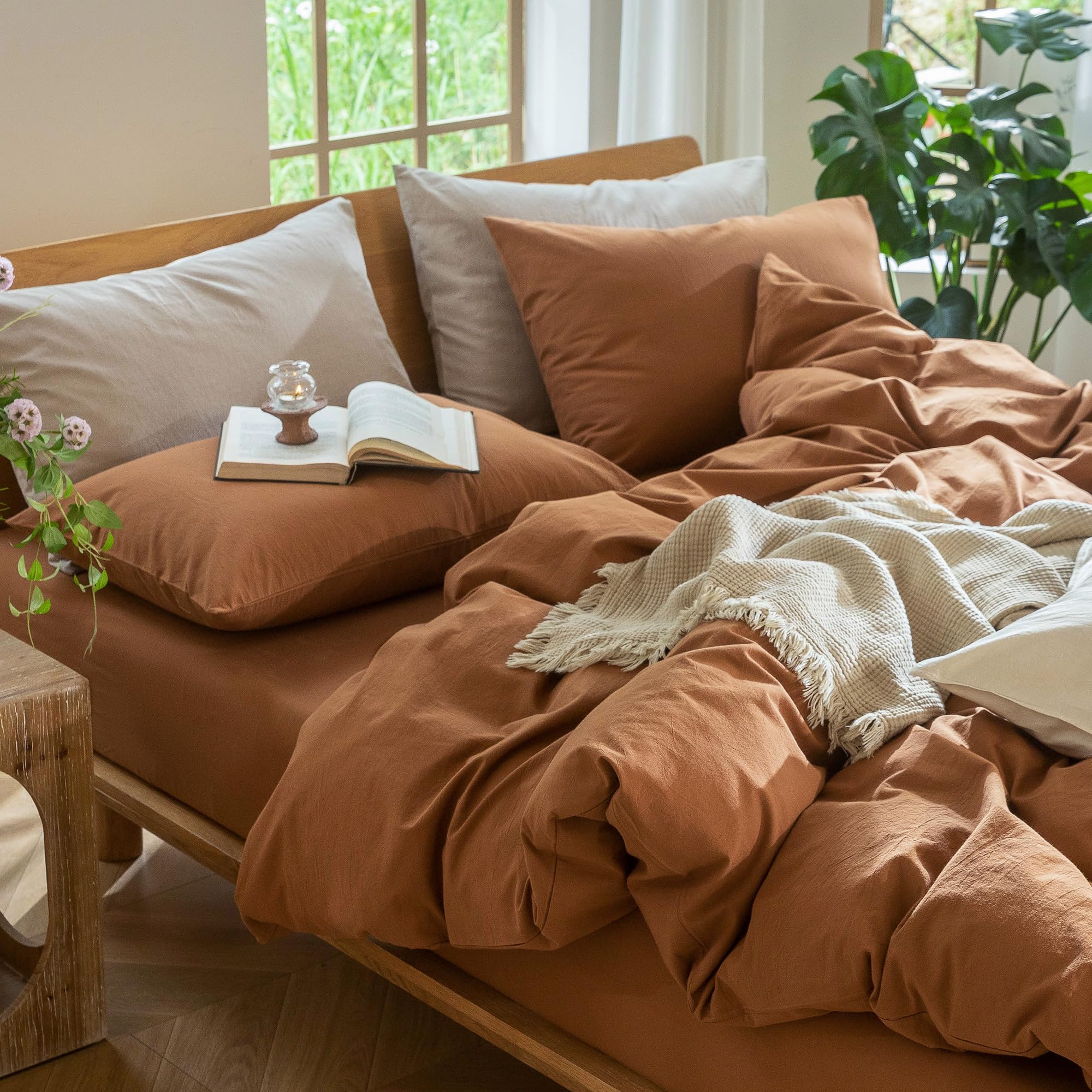 MooMee fabric showing slight wrinkles and linen-like finish for relaxed look