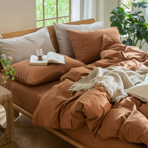 MooMee fabric showing slight wrinkles and linen-like finish for relaxed look