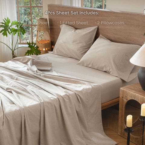 MooMee fitted sheet deep-pocket close-up showing secure fit benefit