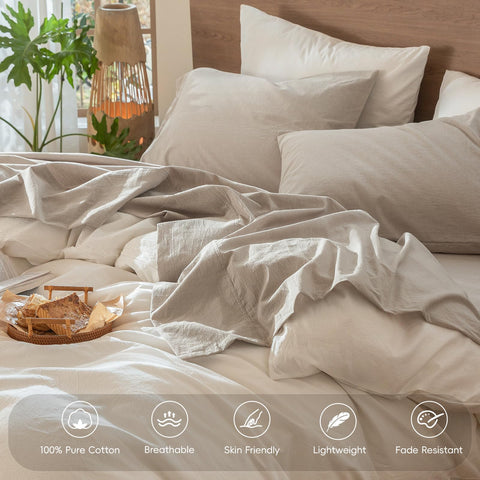 MooMee flat sheet draped on bed in lifestyle scene showing relaxed look