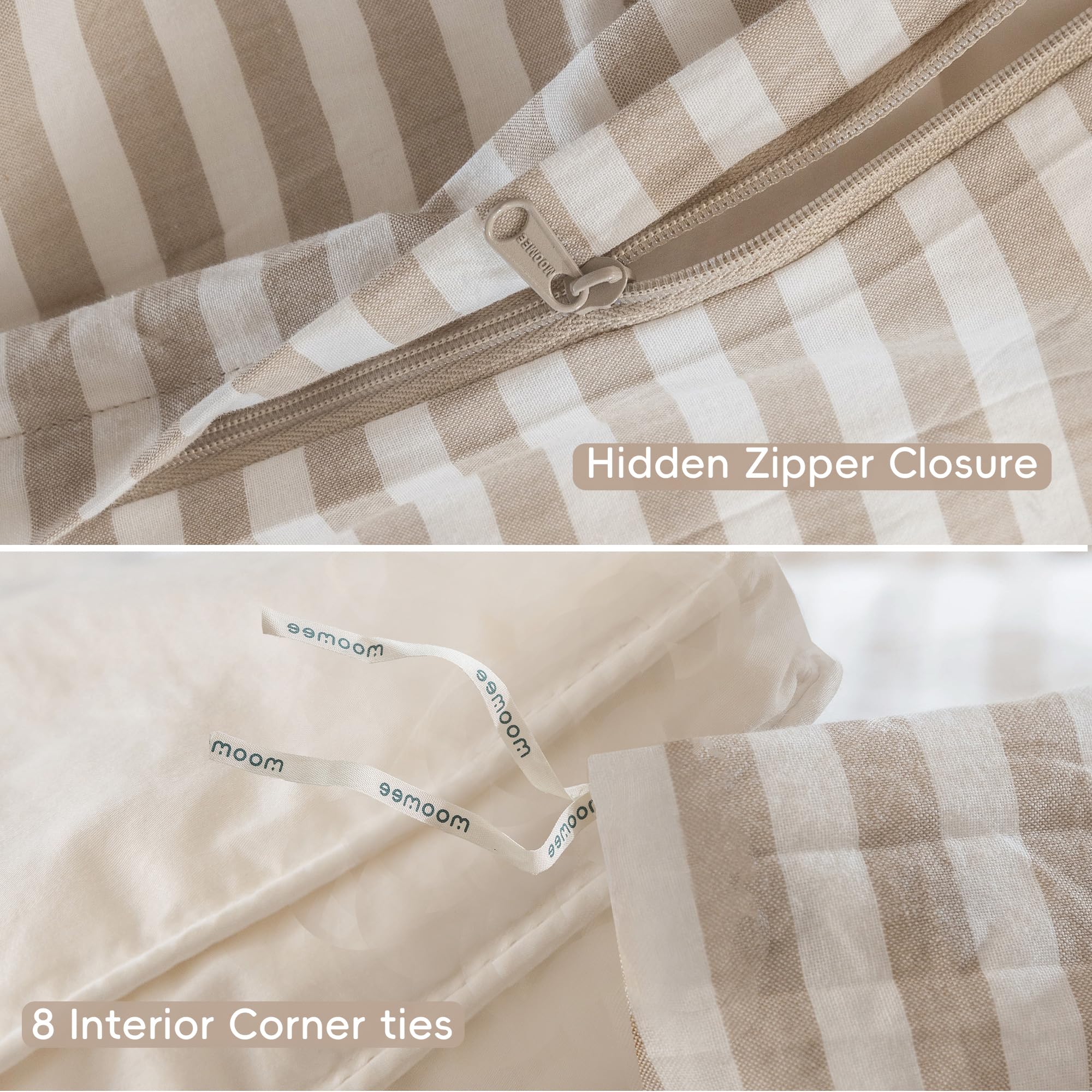 MooMee neatly folded duvet cover set ready to store showing easy-care convenience