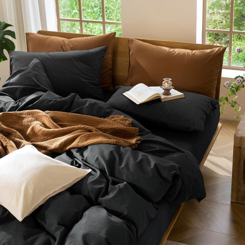MooMee folded duvet set in storage showing neatness and easy organization