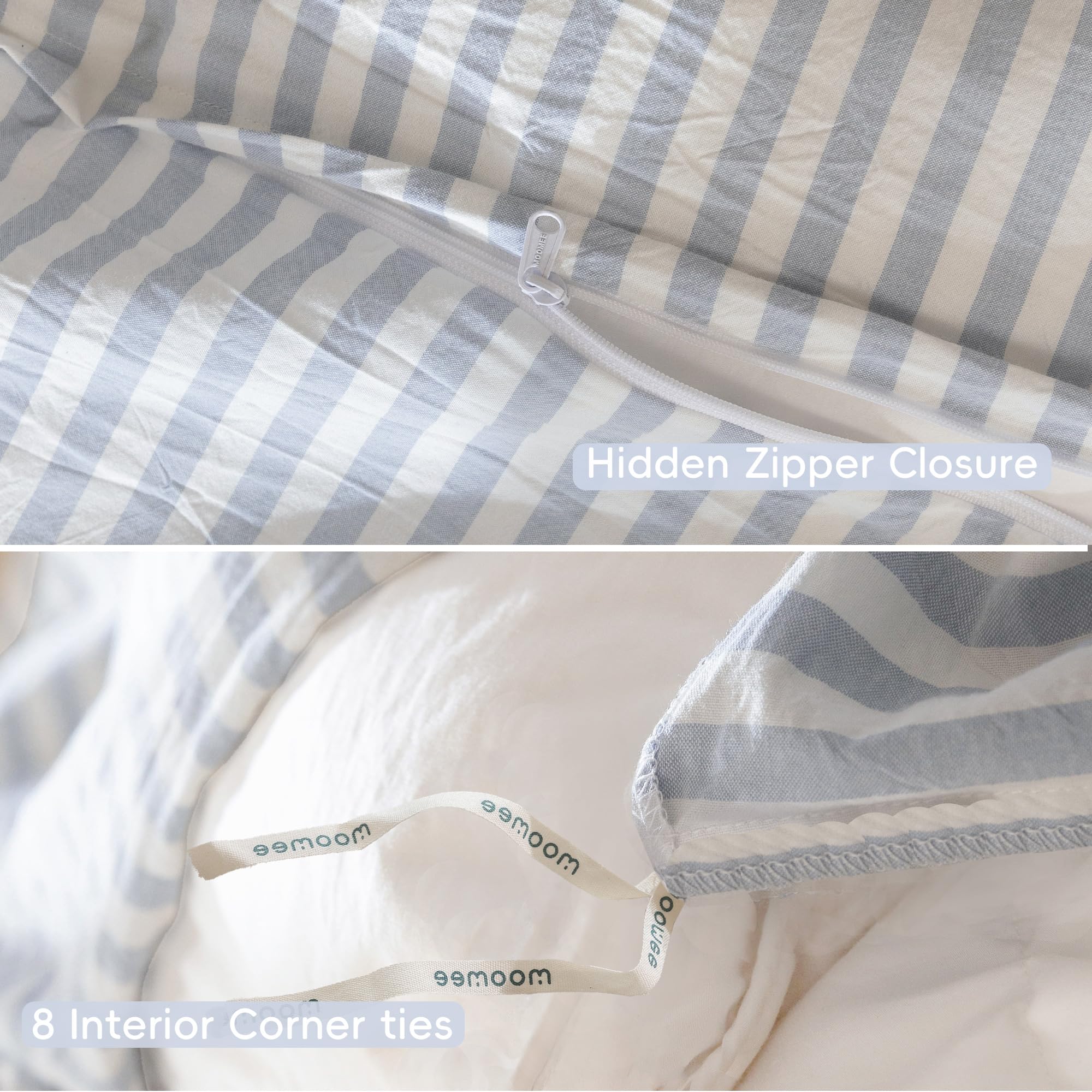 MooMee neatly folded duvet cover illustrating easy storage and care