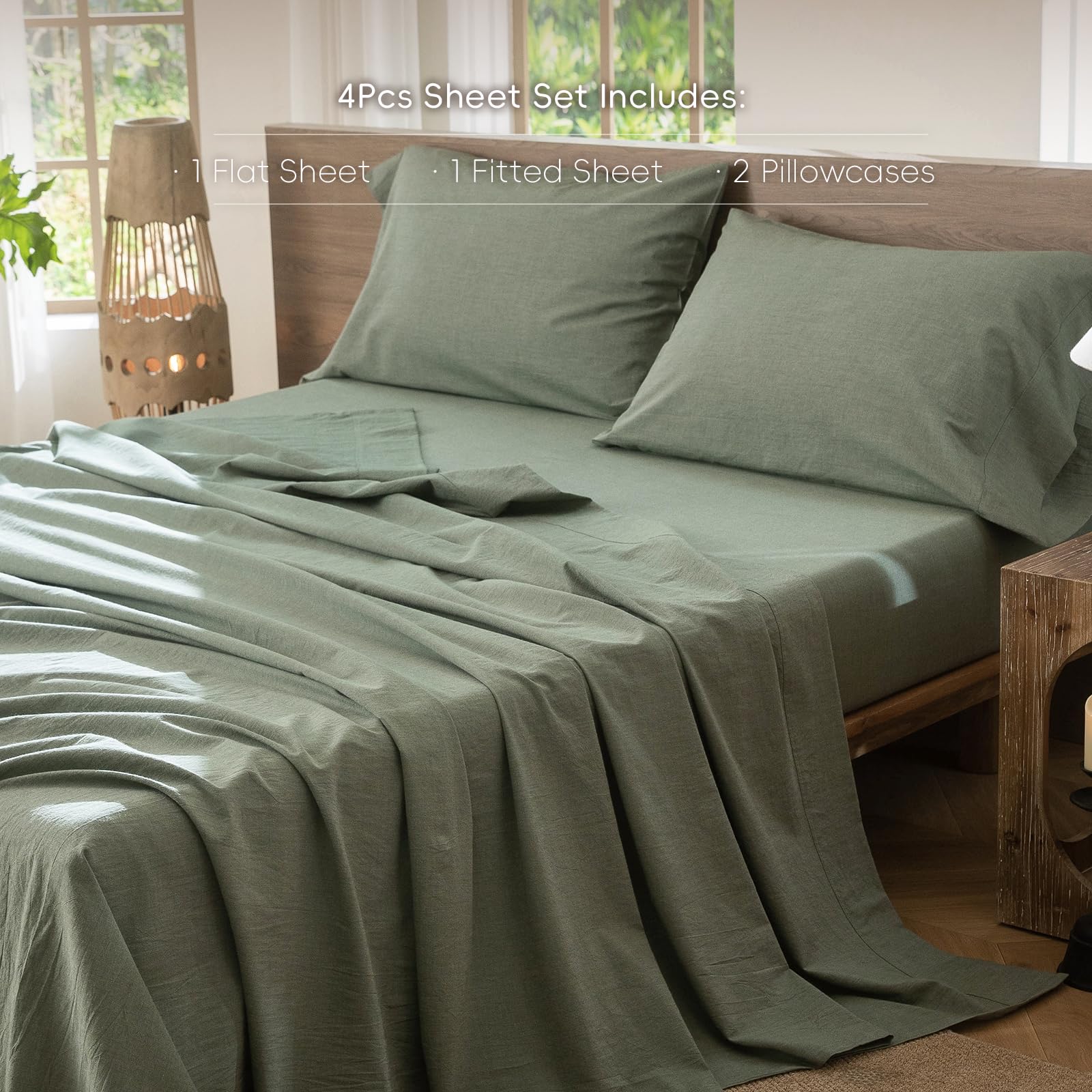 MooMee fitted sheet deep pocket detail demonstrating secure mattress fit