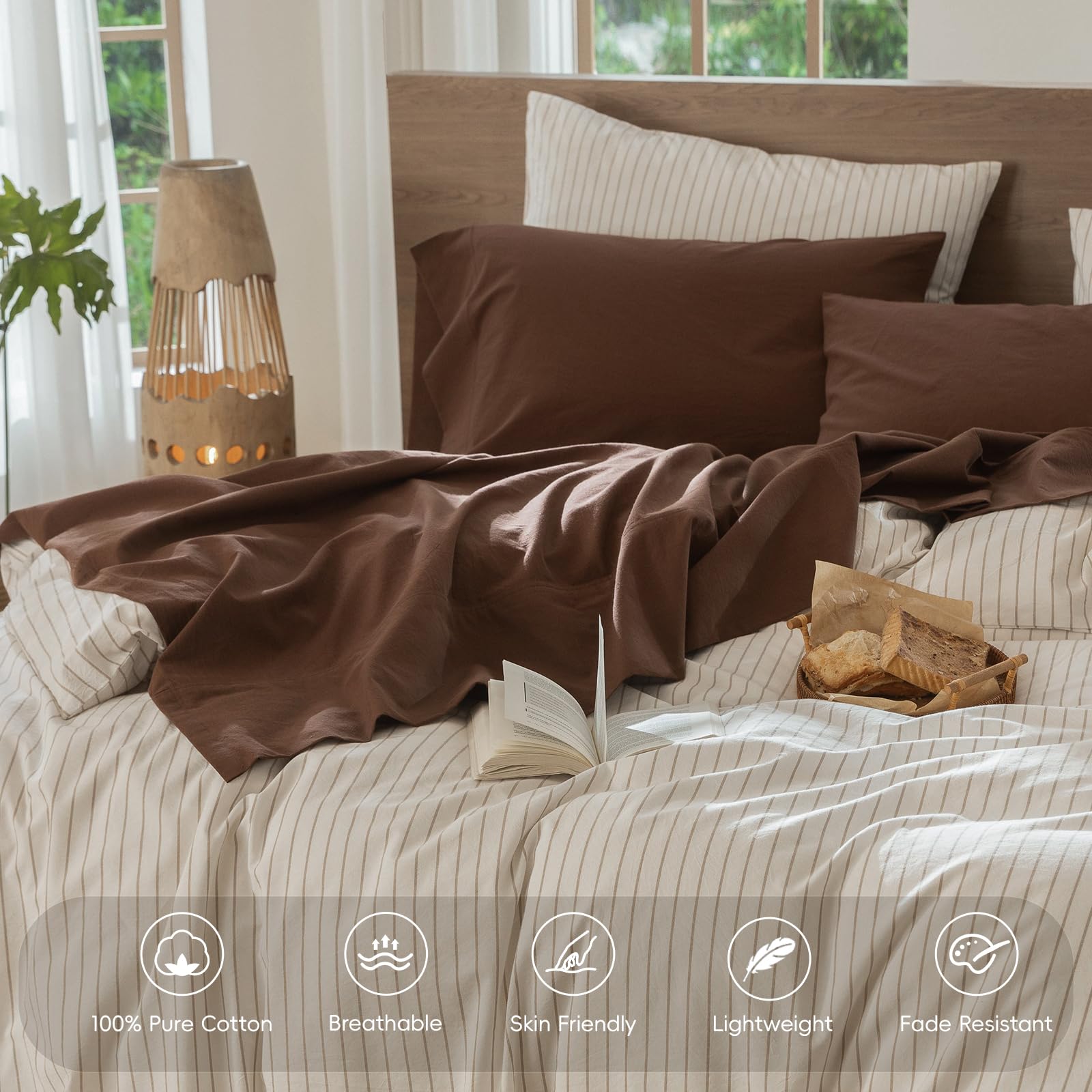 MooMee sheets styled on made bed to show relaxed resort-like comfort and aesthetic