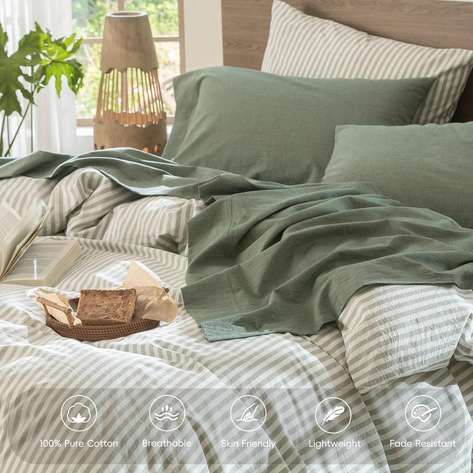 MooMee sheets on made bed lifestyle scene creating cozy bedroom appeal
