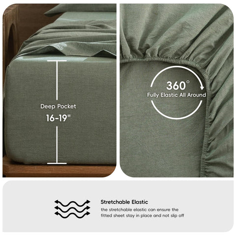 MooMee sheets size comparison on mattress showing fit for 19-inch depth