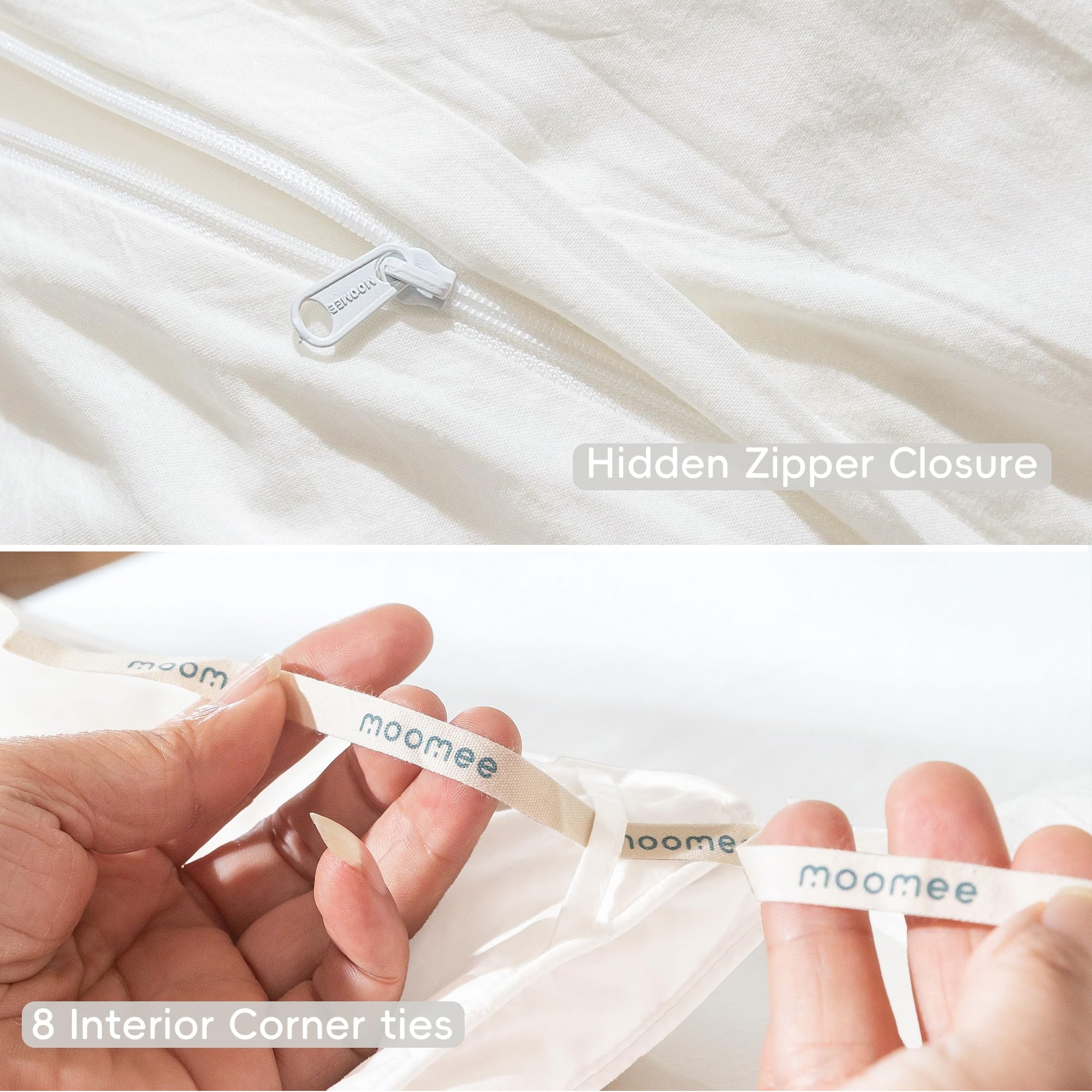 MooMee folded washed cotton fabric emphasizing soft, pre-washed finish