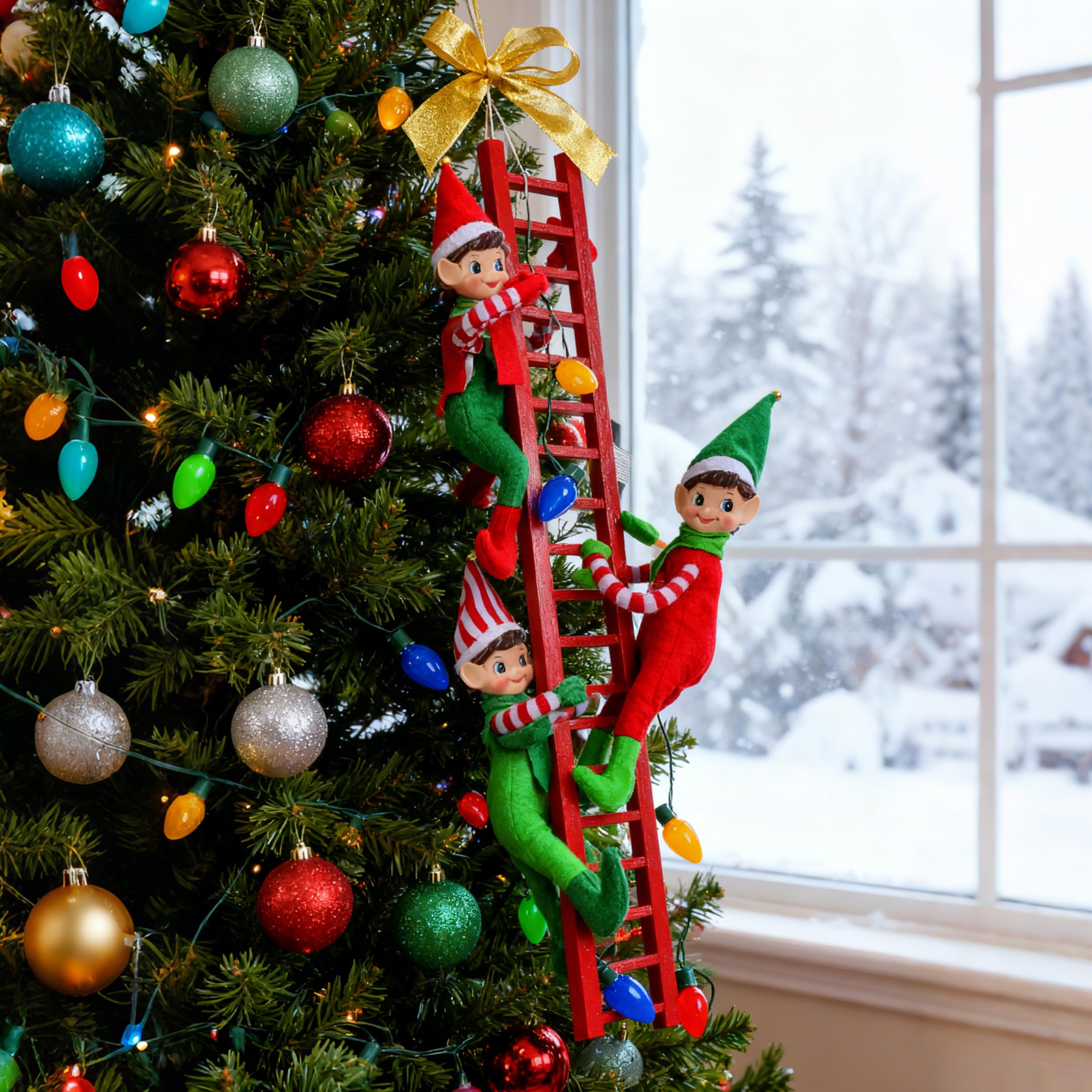 MOONET colorful lights detail on ladder highlighting warm glow and eye-catching sparkle
