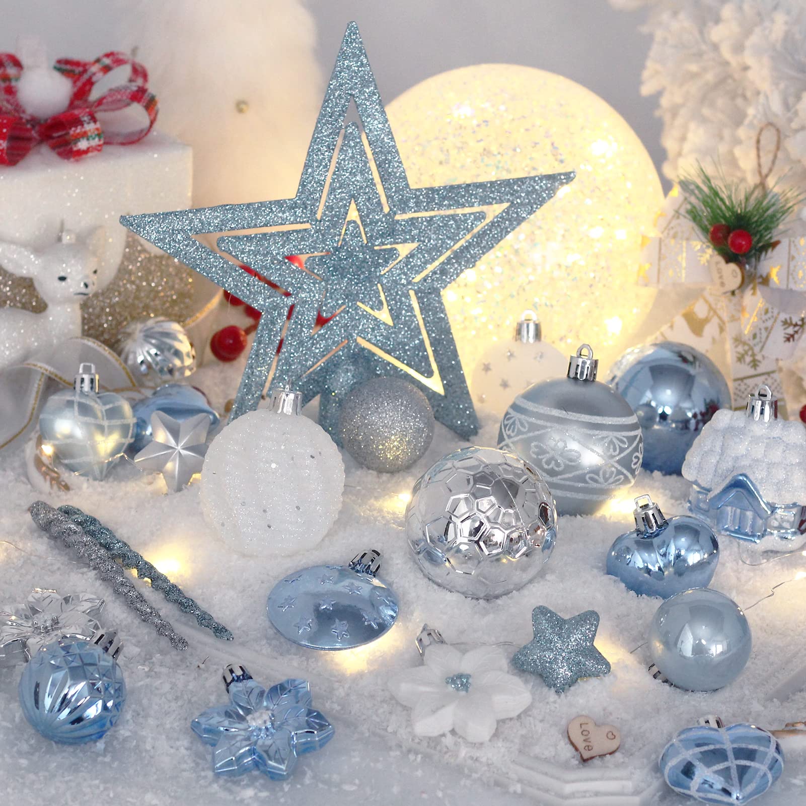 MoonXmas small ornaments beside a ruler for scale helping choose sizes for tree gaps