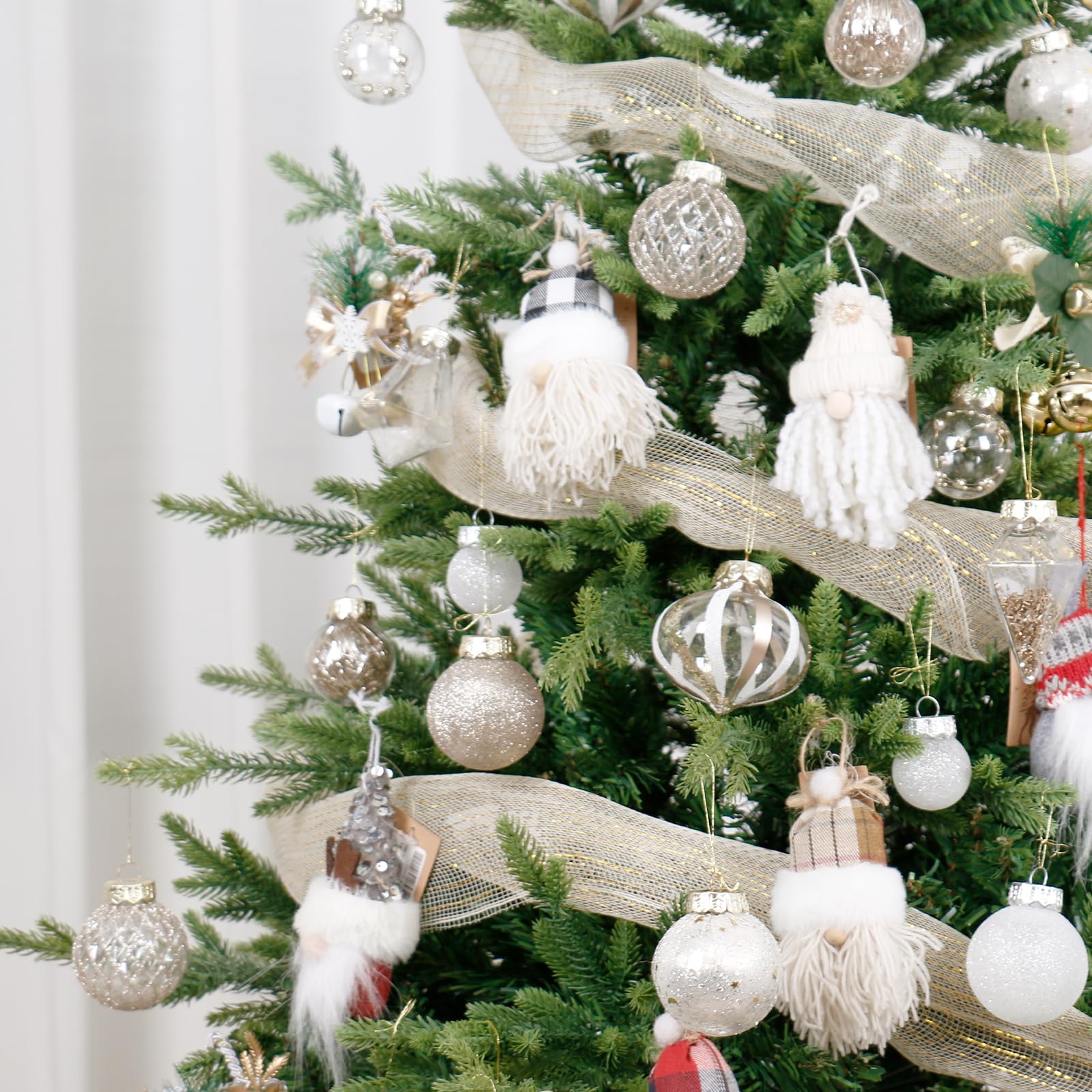 MoonXmas clear and champagne balls reflecting lights for elegant sparkle