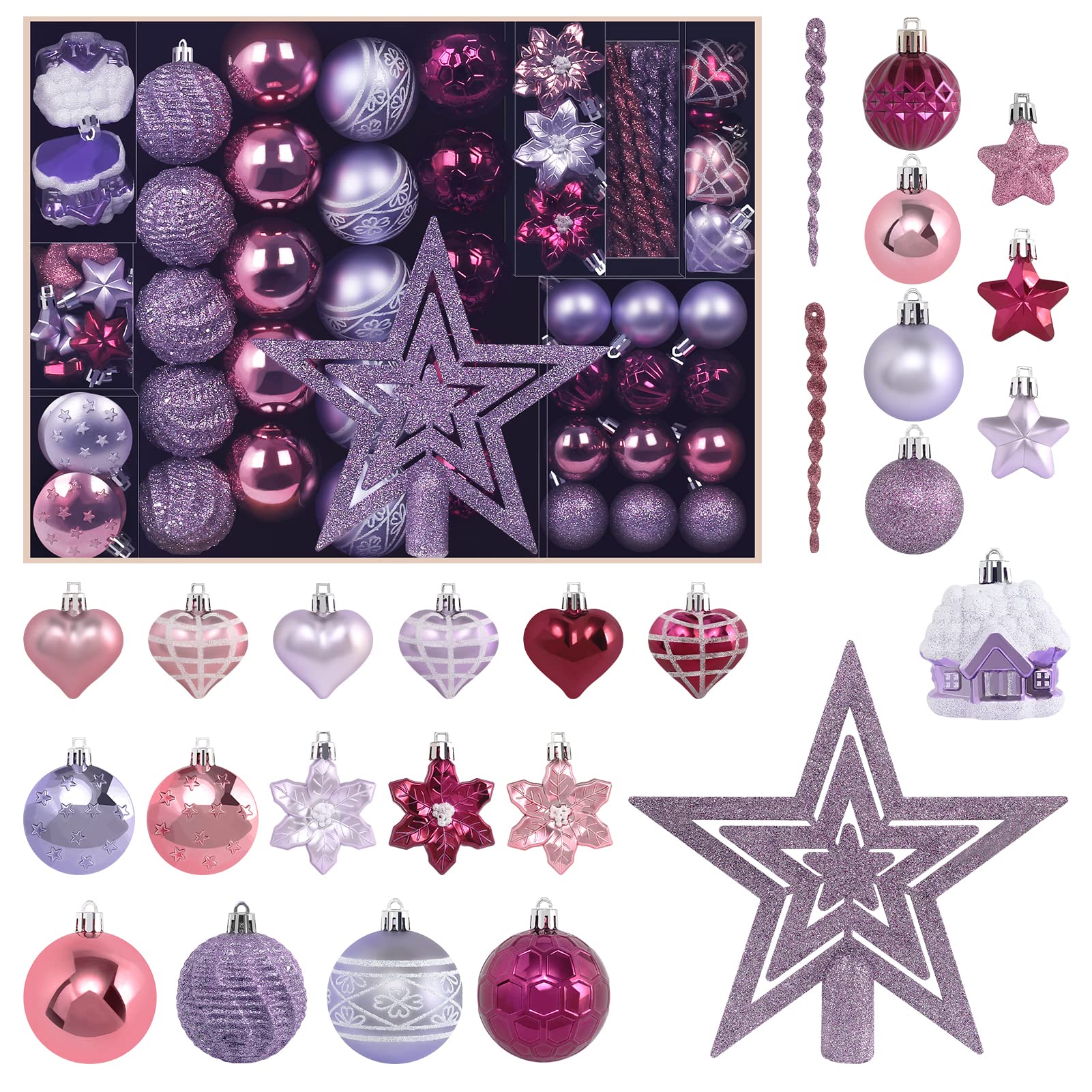 MoonXmas front view of 88-piece set showing coordinated purple pink colors and full contents benefit: complete kit