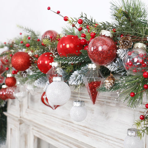 MoonXmas ornaments on branch showing size variety for balanced tree coverage