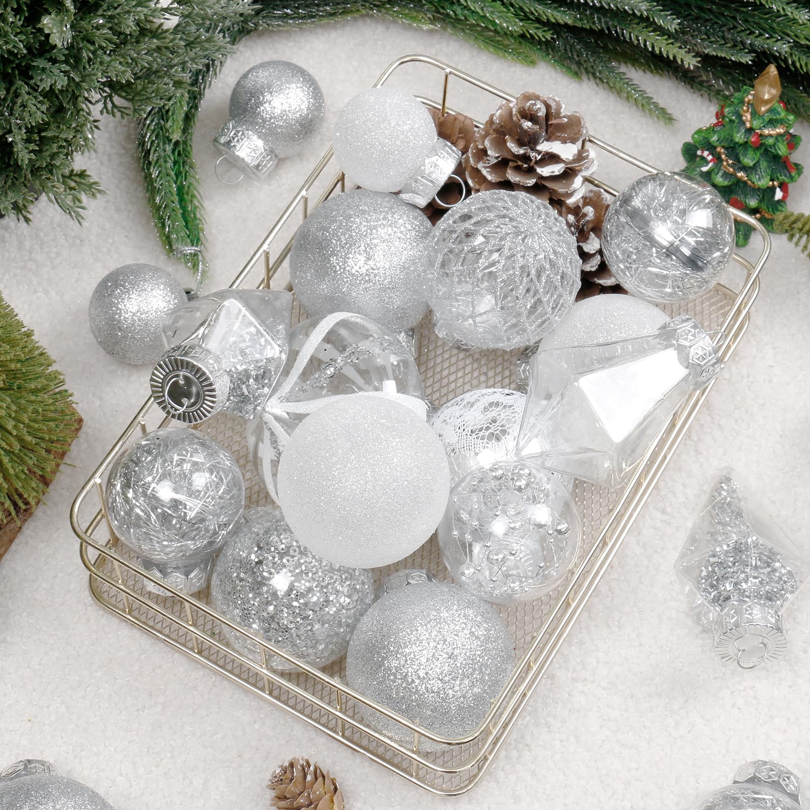 MoonXmas assortment hung on a tree showing size variety and cohesive styling