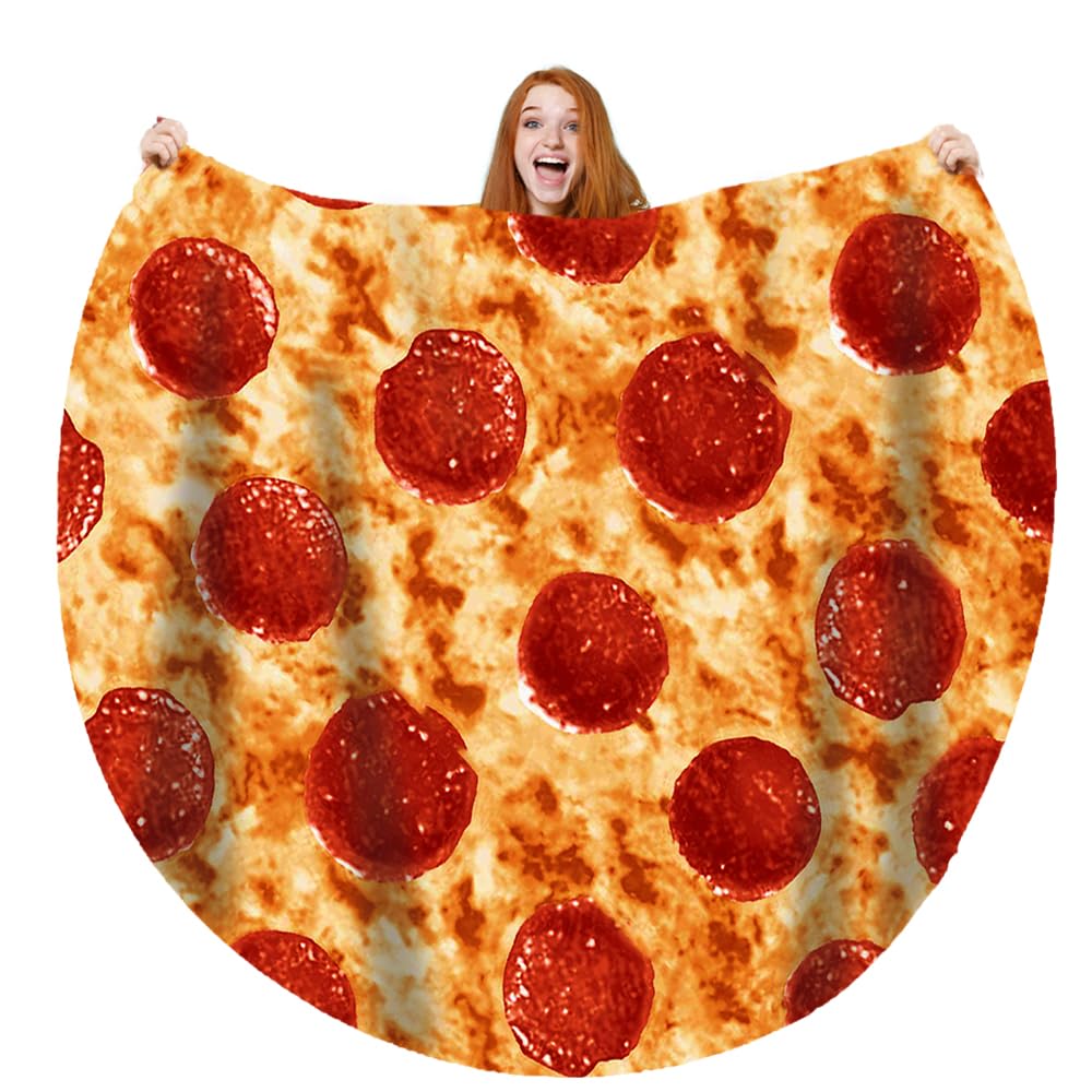 moonysweet pizza blanket front view showing realistic pepperoni design and comfort