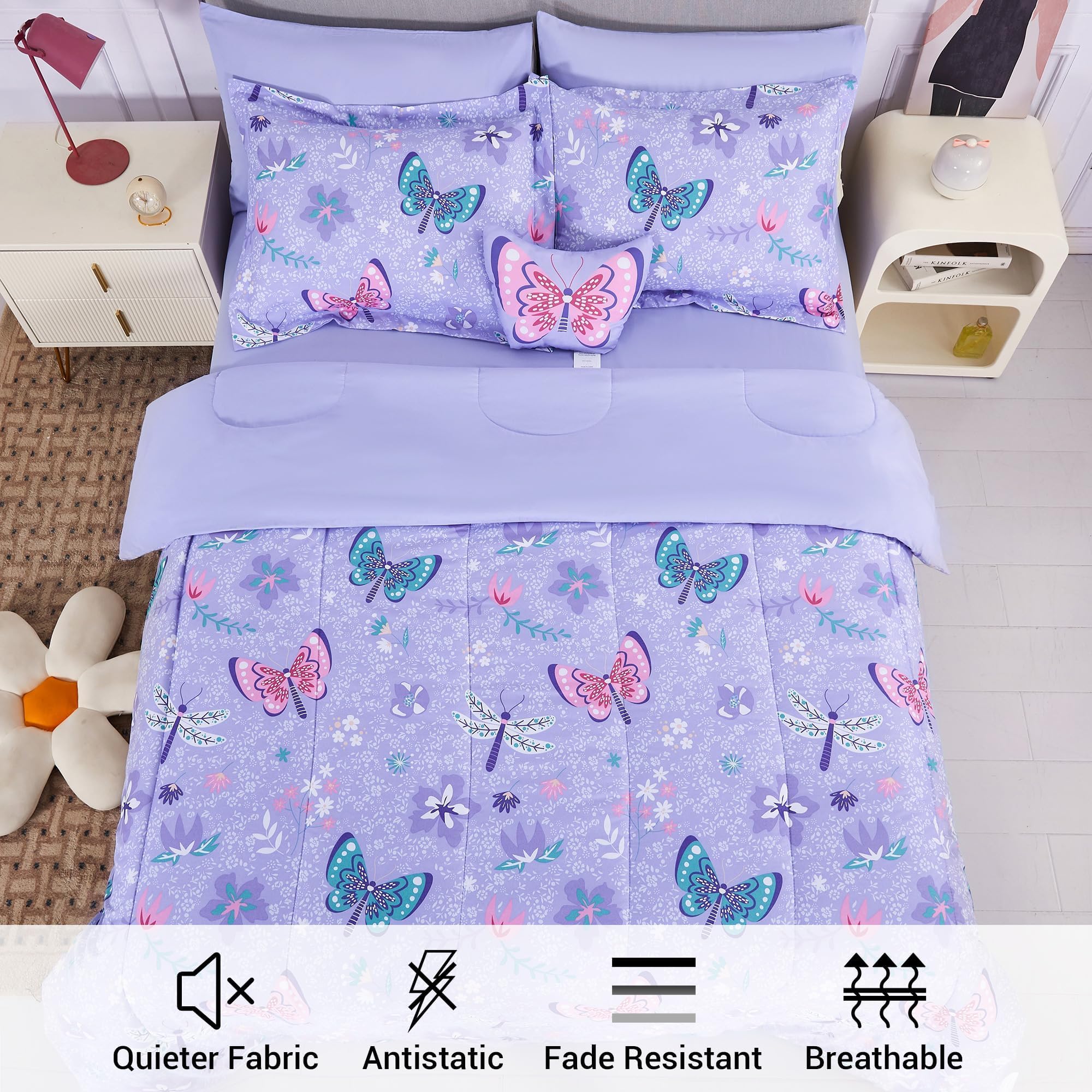 Mooreeke comforter flipped to solid reverse showing reversible styling benefit
