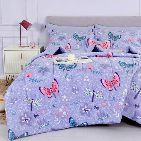 Mooreeke front view comforter with butterflies showing playful design and cozy look