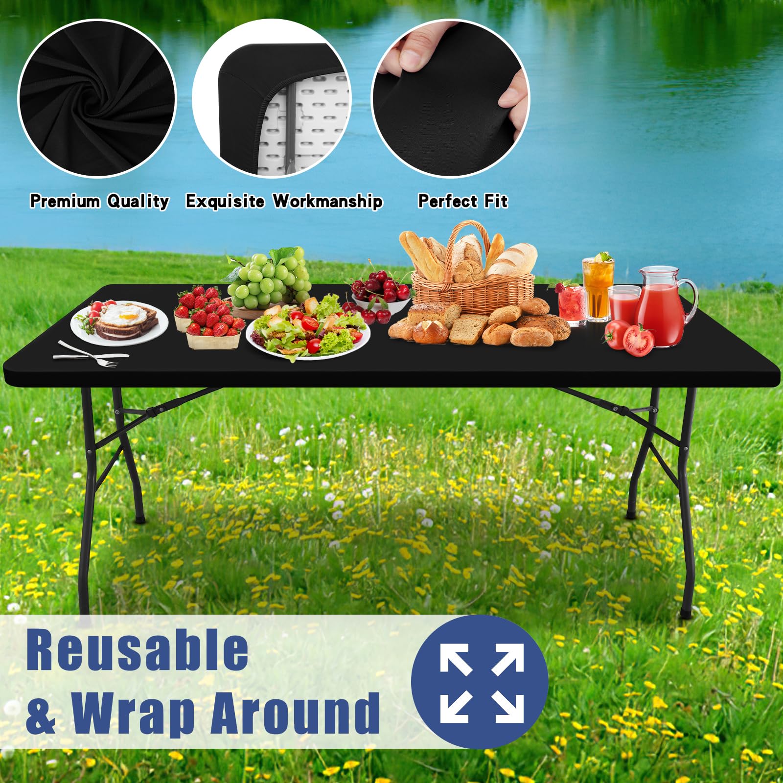 Moosfor in use at outdoor picnic illustrating wrinkle-free coverage and stability