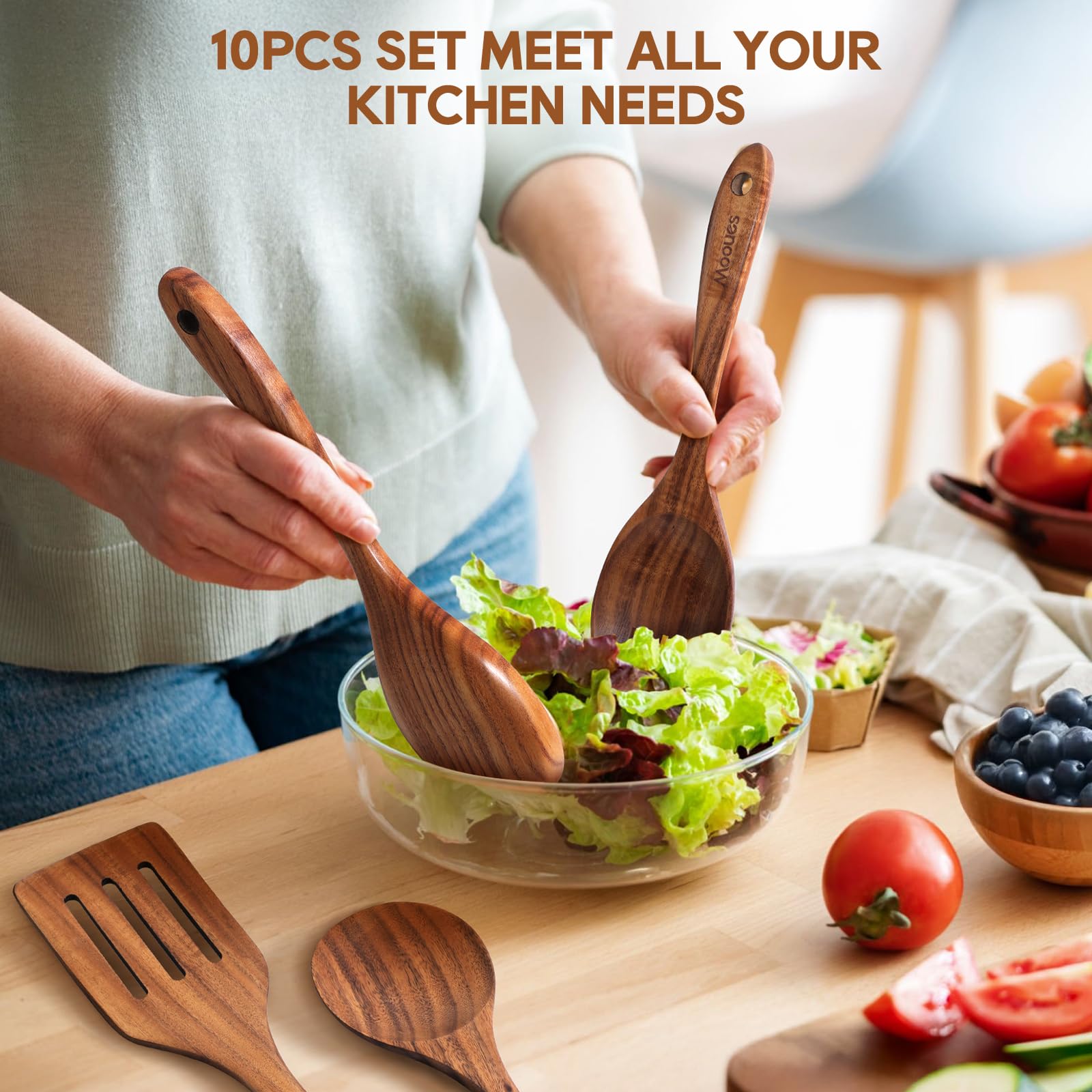 Mooues kitchen counter styled display conveying warm natural aesthetic