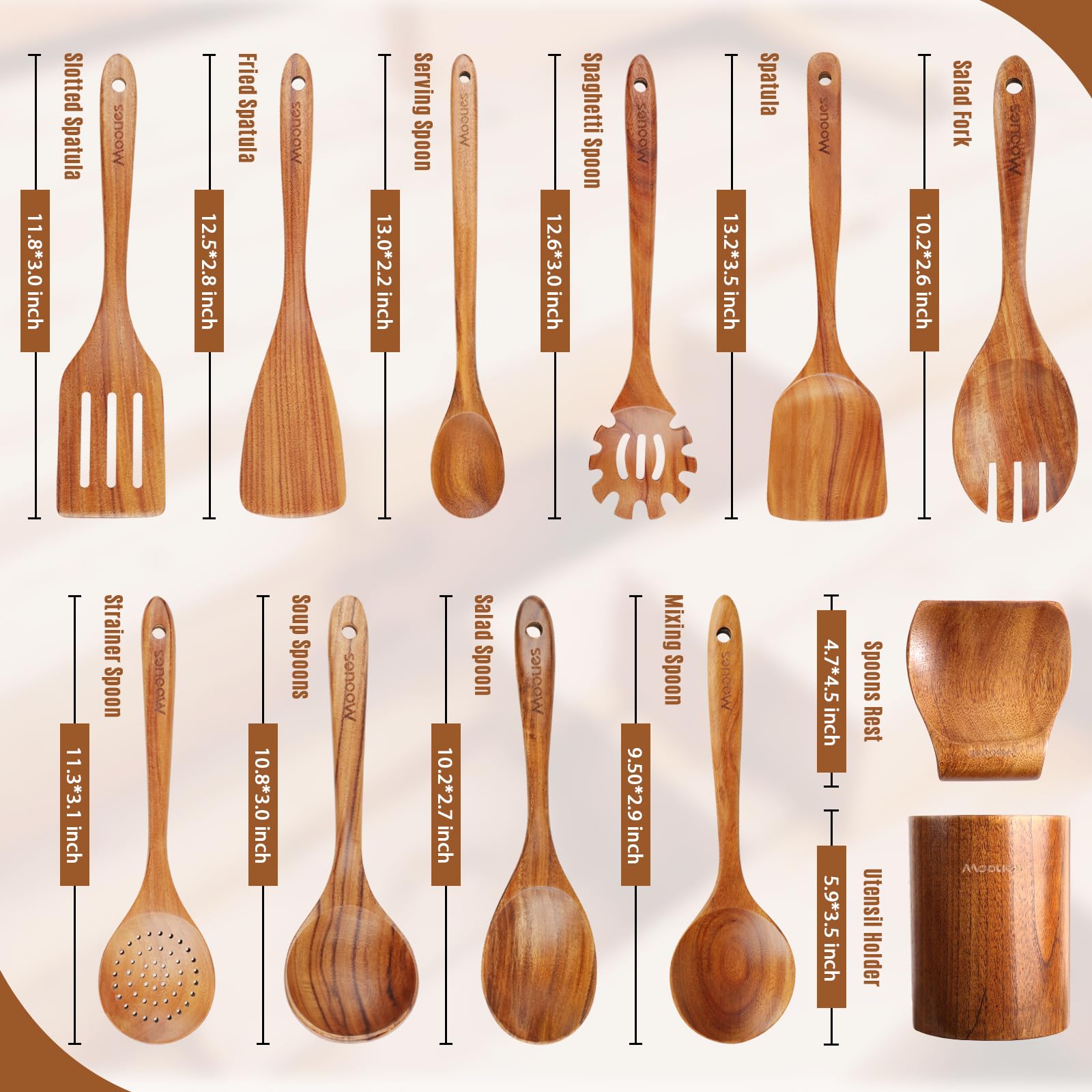 Mooues close-up of teak grain showing durability and smooth finish
