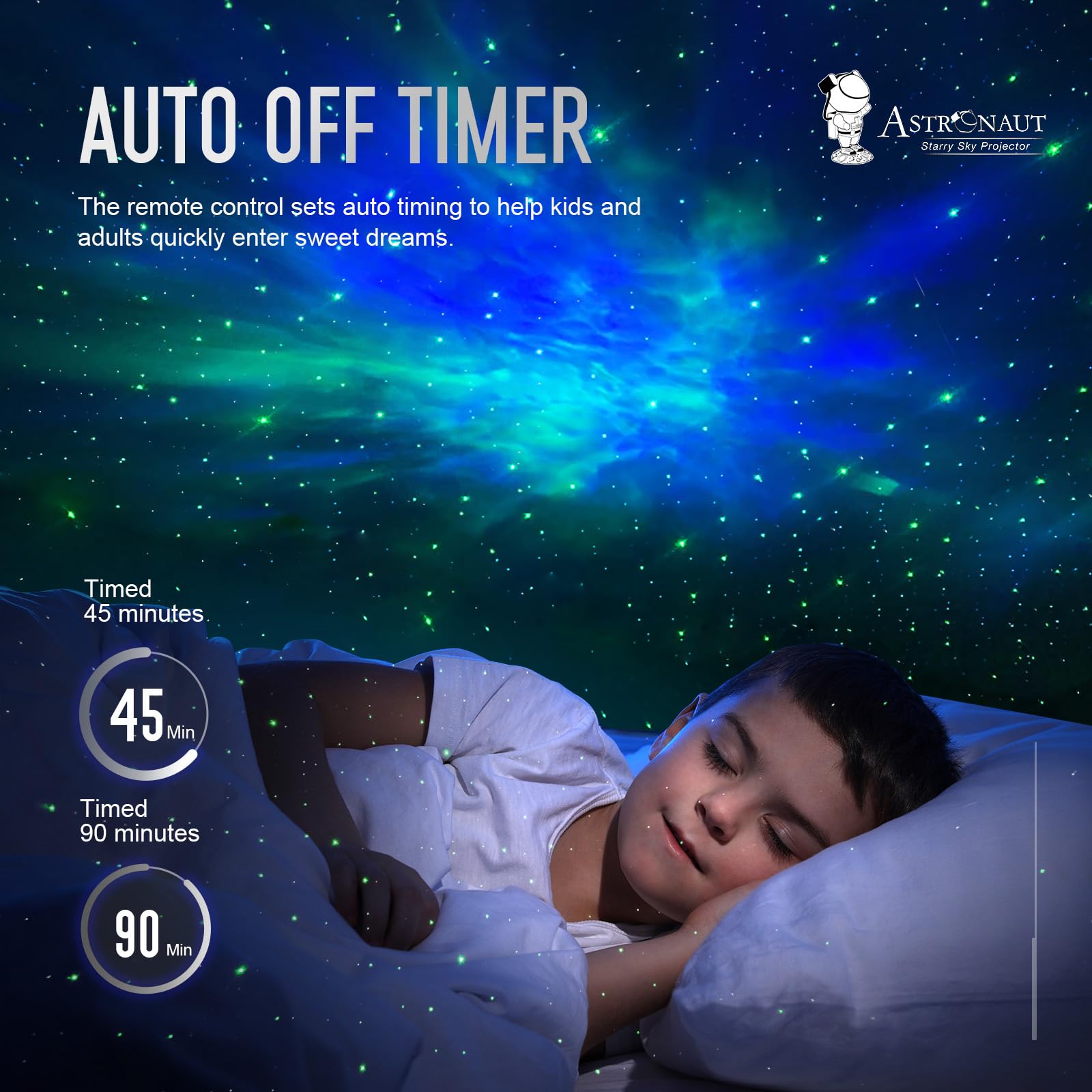 Mooyran lifestyle in kids room displaying starry ceiling to soothe bedtime routines