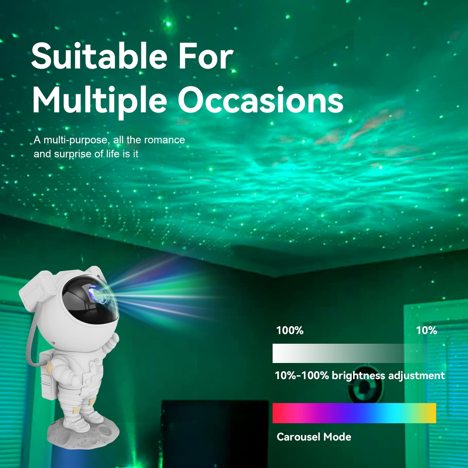Mooyran astronaut posed on removable moon base as decorative tabletop accent