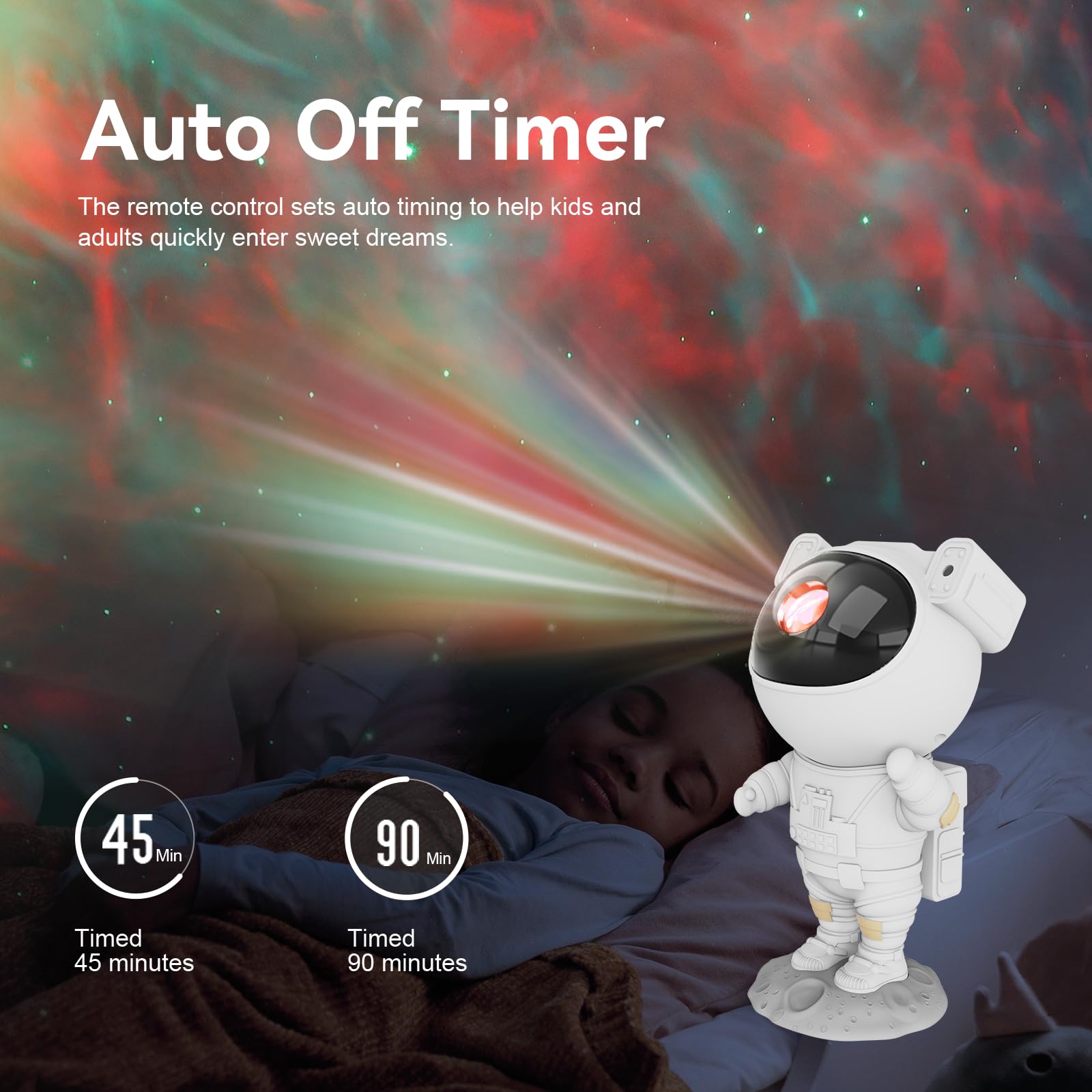 Mooyran projector held in hand to show size and portability, ideal for shelves