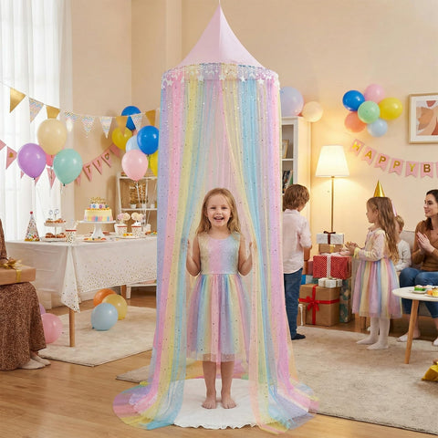 MOOZHEALTH canopy in a child's bedroom for imaginative play and decor