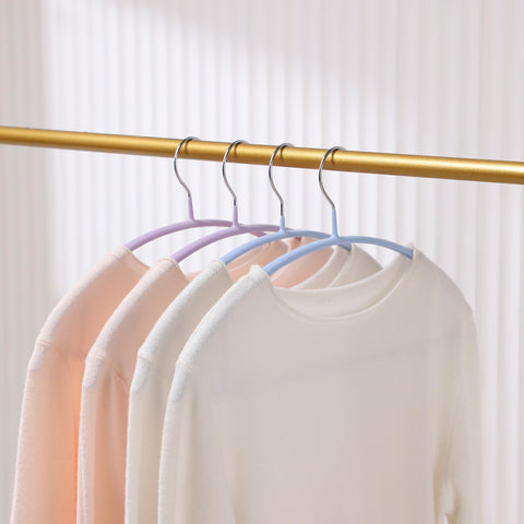 MOPALL lifestyle bedroom scene with hangers enhancing closet organization