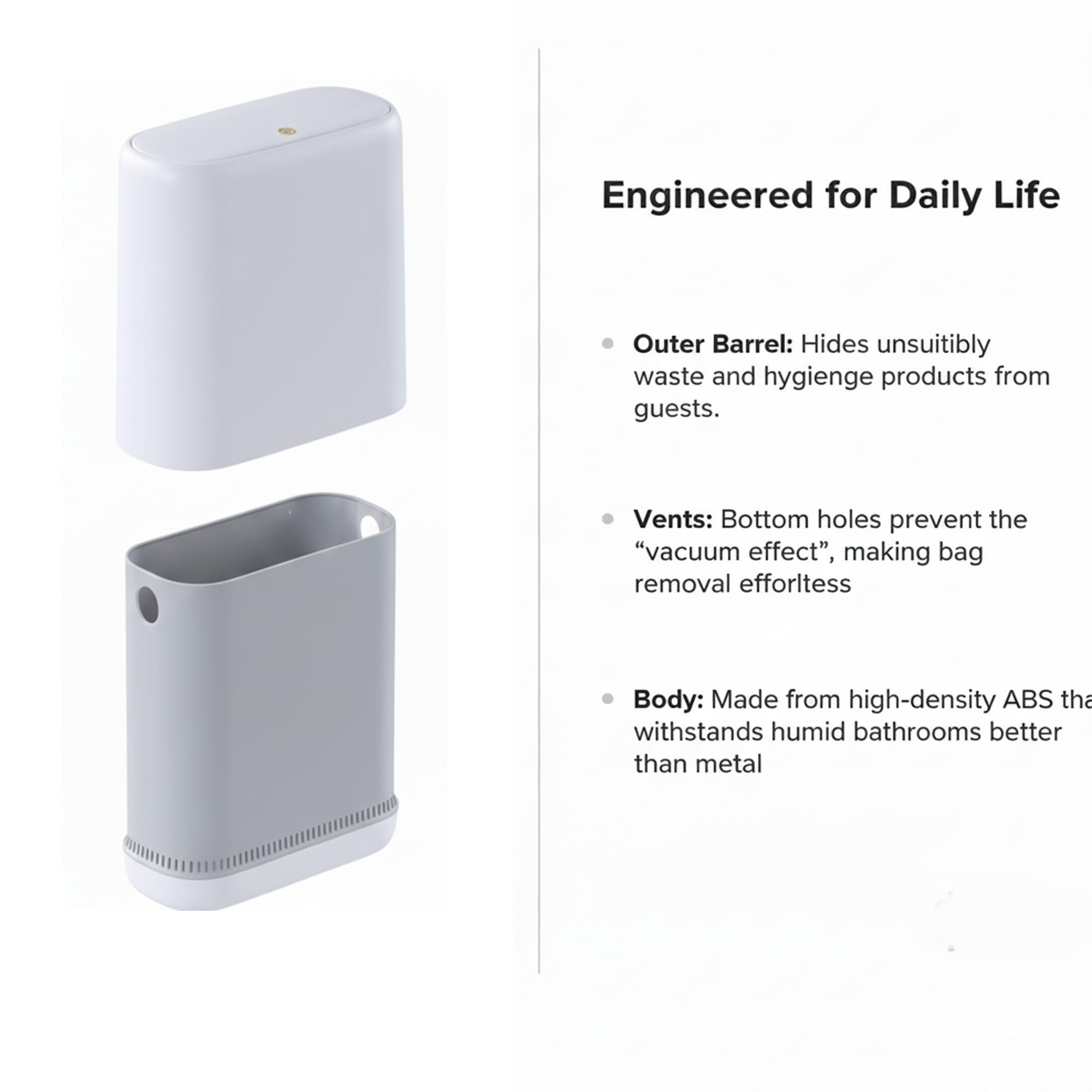 MOPALL slim side profile fits narrow bathroom gap saving space