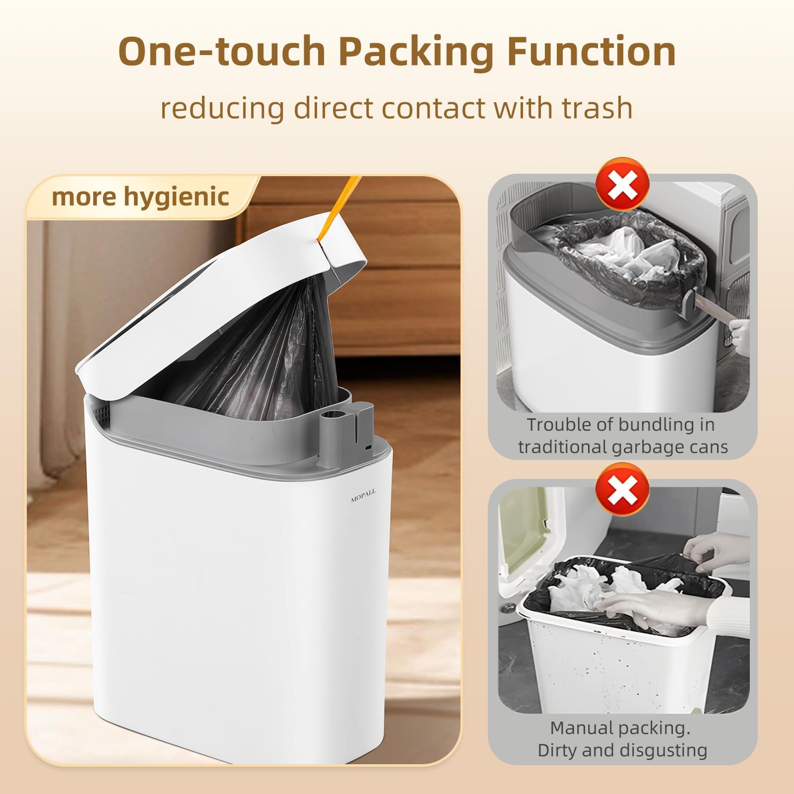 MOPALL suction-cup base detail anchored to floor for stable, tip-resistant use