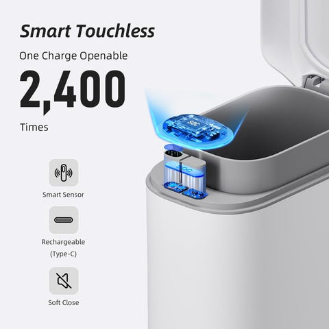 MOPALL top with open lid and motion sensor demonstrating fast touchless access