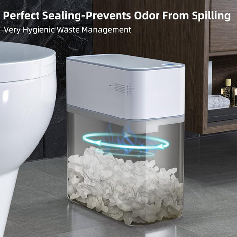 MOPALL interior shot showing bag vacuum held flush to wall for easy liner changes