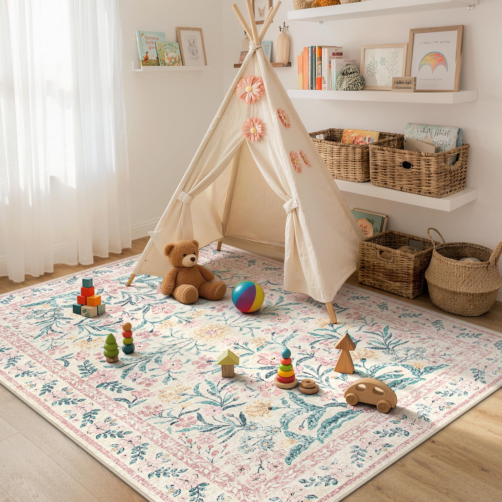 Morebes rug underside showing TPR non-slip backing for safer floors