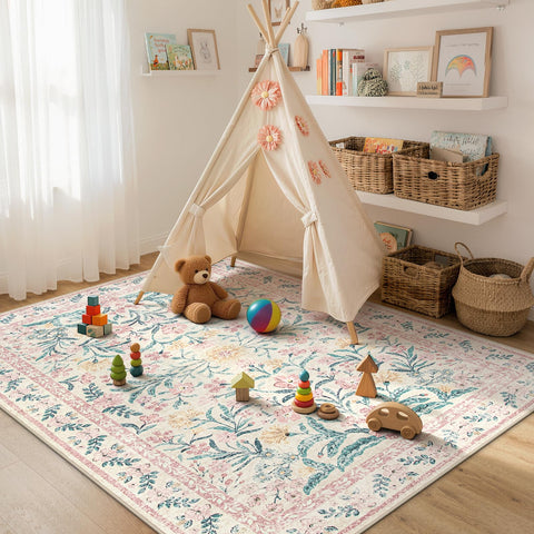 Morebes rug underside showing TPR non-slip backing for safer floors