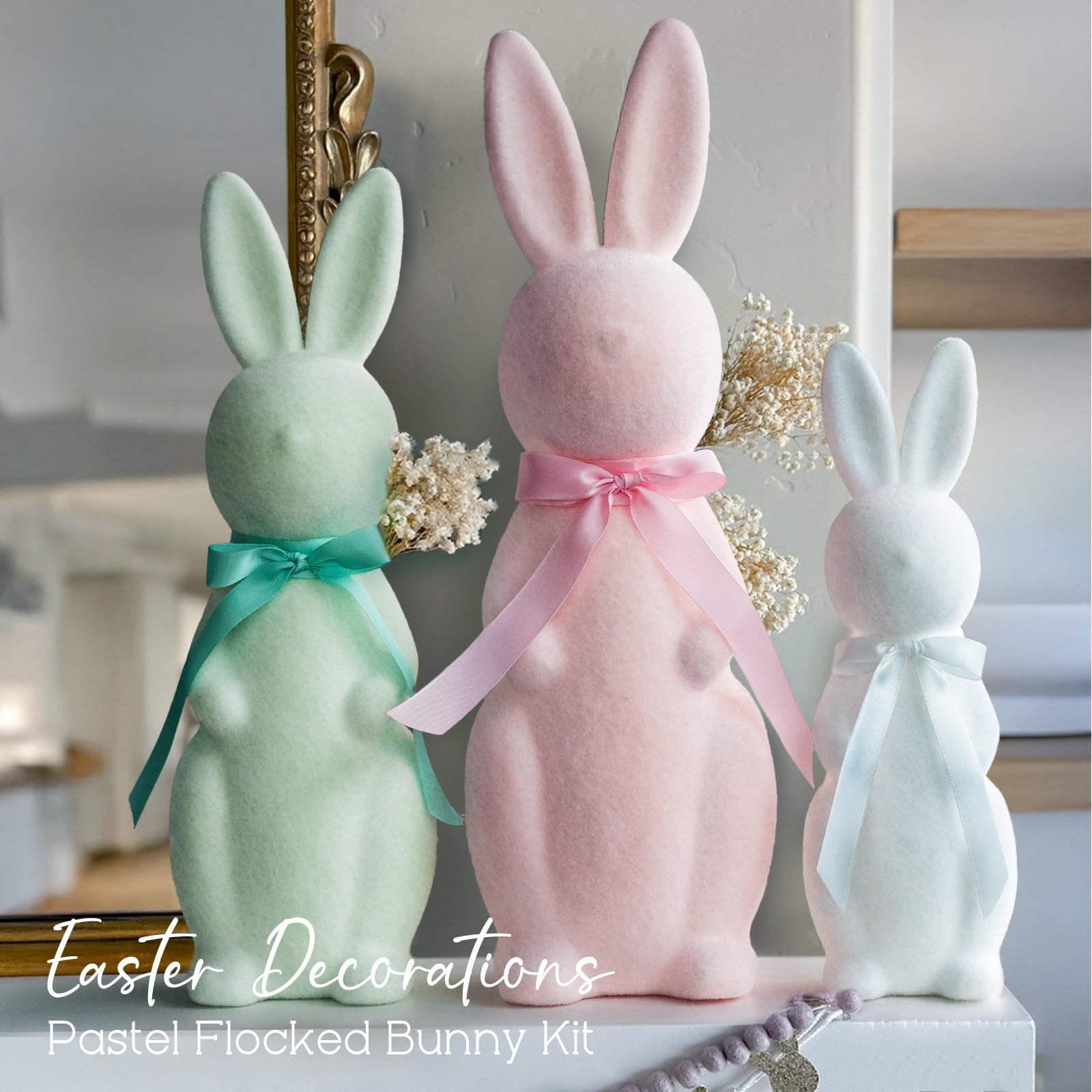 MOREDOTS bunnies styled on a spring table creating layered focal points